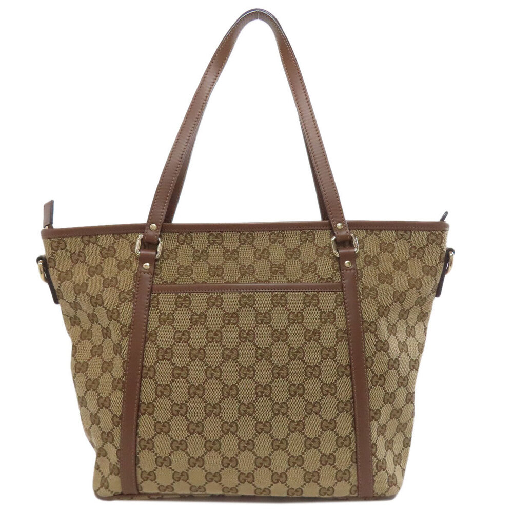 Gucci leather brown Tote heart Lovely handles GG Canvas interlocking G Brown